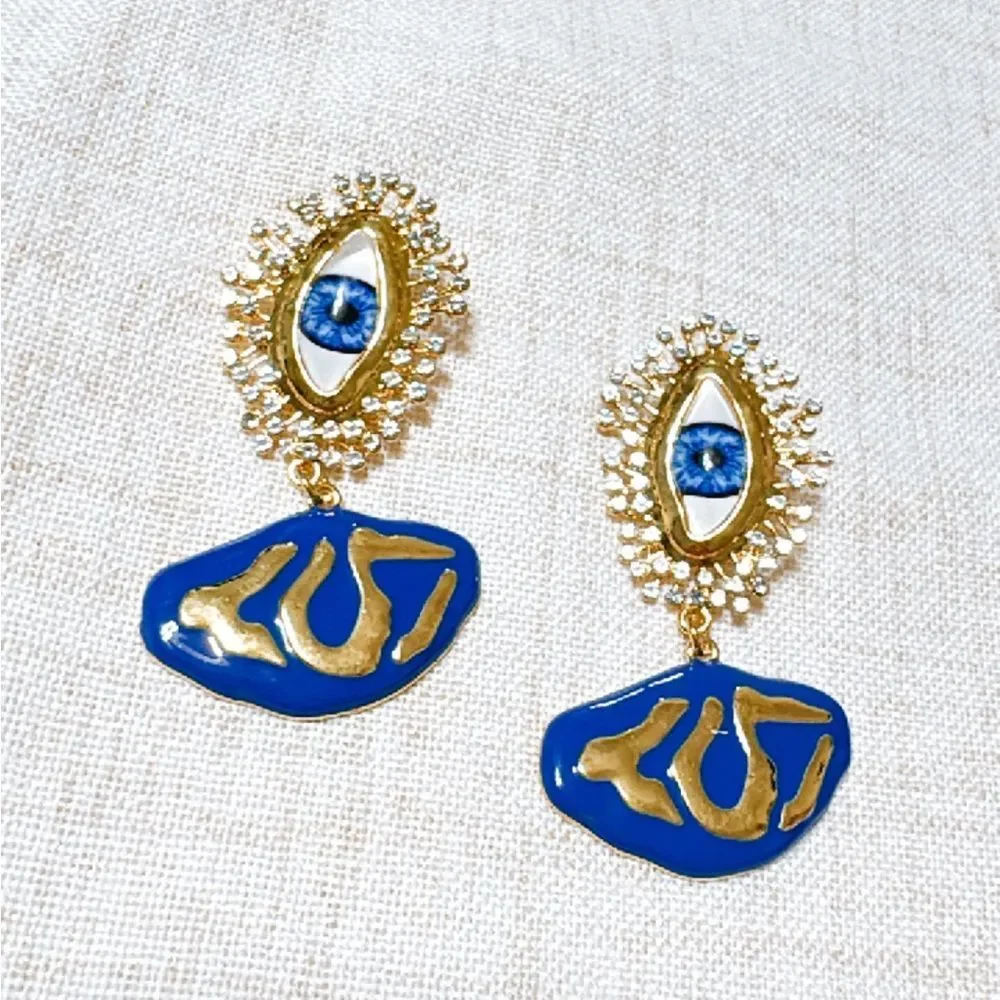 Vintage evil eye earrings N488 - Picture 2 of 4